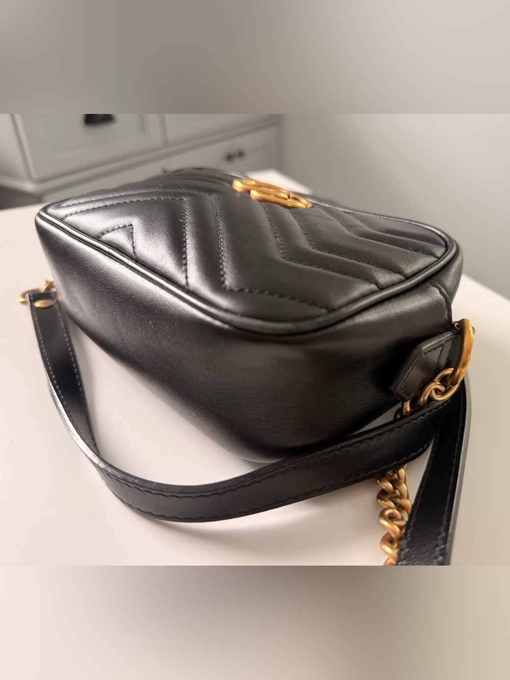 Authentic Gucci GG Marmont Matelassé Black Leather Small Camera Bag - Picture 5 of 7